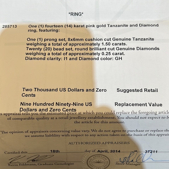 Tanzanite and Diamond Ring - Picture 6 of 7